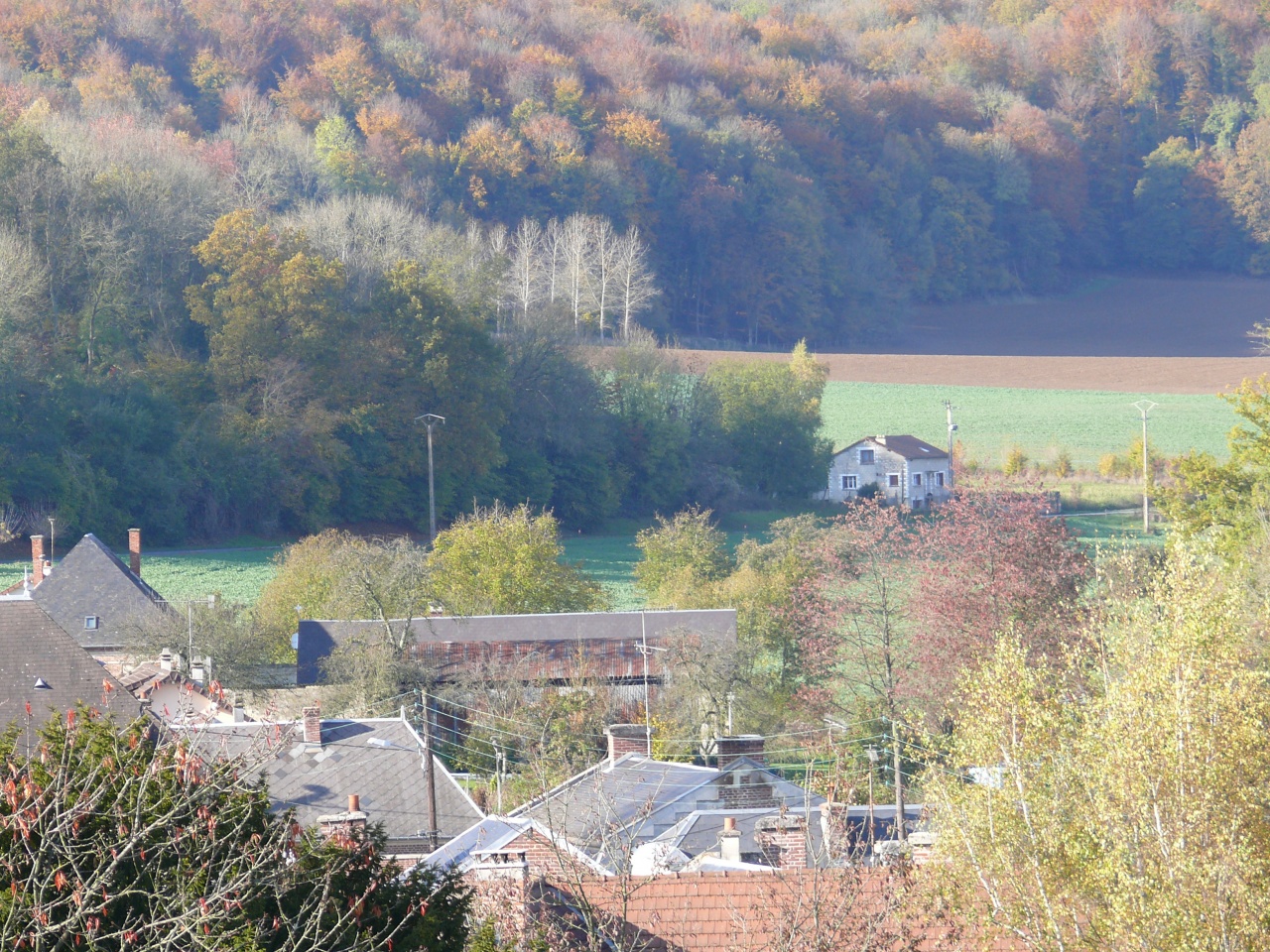 Vue du haut du clocher de l'église